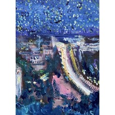“Donetsk. Sleeping Handsome” – Original Donetsk Night Cityscape Oil Painting | Marina Stognieva